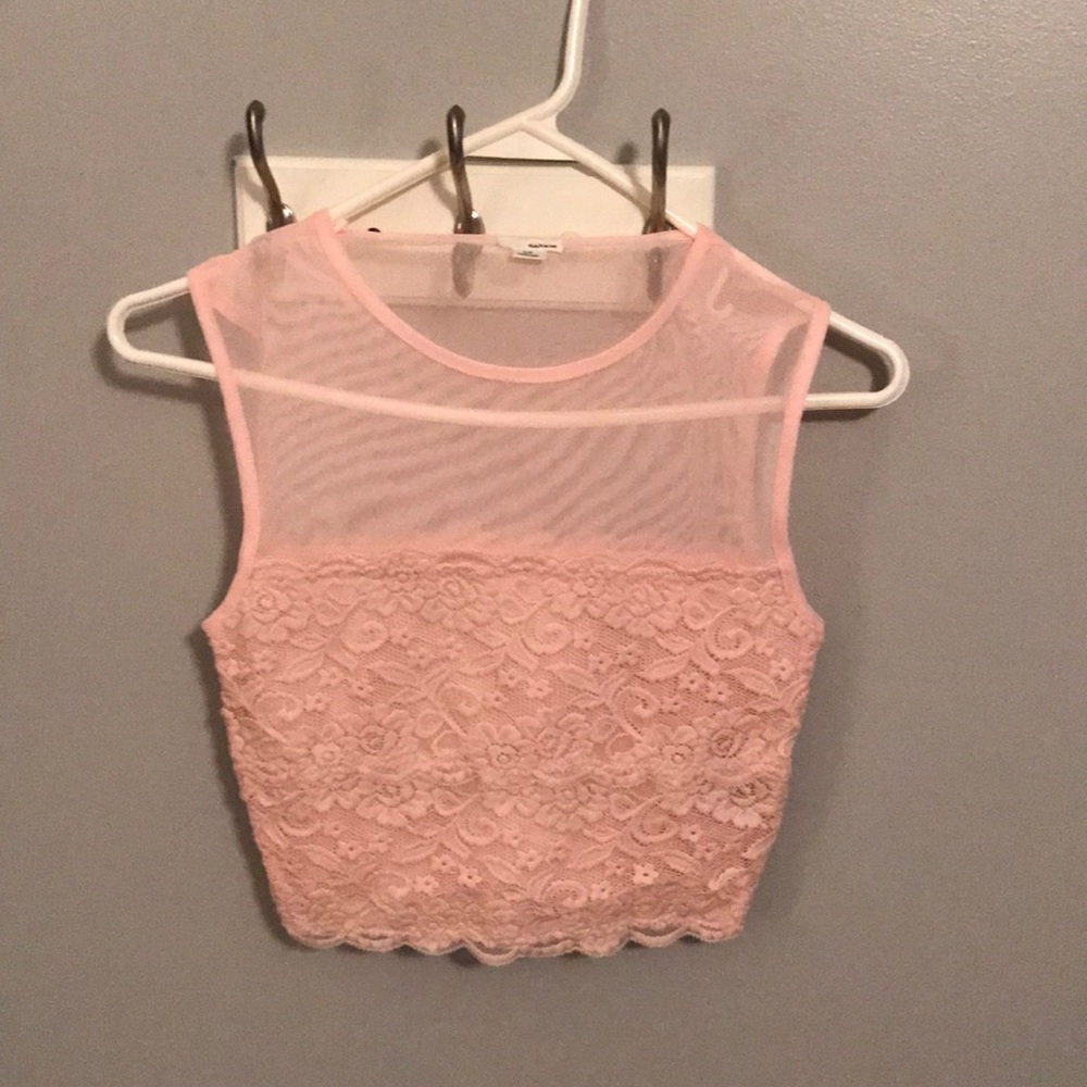 Pink lace crop top